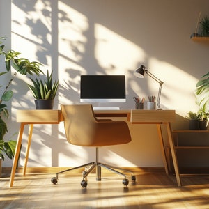 Home Office Background | Realistic Zoom Background with Plants | Professional Virtual Background for Zoom/Microsoft Teams/Skype/Google Meet