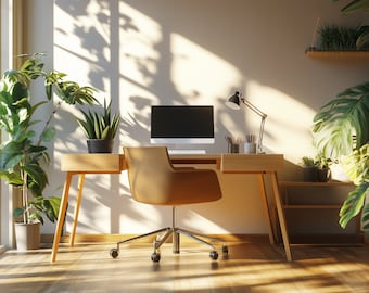 Realistic Home Office Plants Zoom Background (Digital Download)