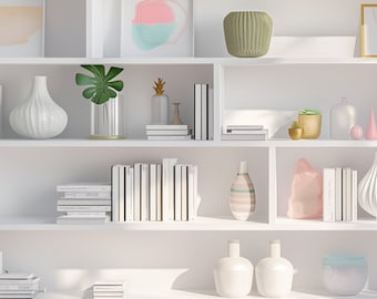White Bookshelf Virtual Background for Zoom (Digital Download)