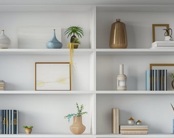 Modern White Shelves Virtual Background for Zoom (Digital Download)