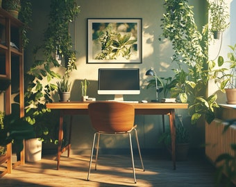 Realistic Home Office Plants Zoom Background (Digital Download)