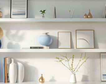 Blue Shelves Virtual Background: Modern Home Office (Digital Download)