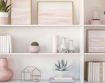 Minimalist Pink Shelves Virtual Background (Digital Download)