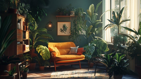 Loccor 10x6.5ft Fabric Interior Room Backdrop Living Room Wooden Sofa With Plants White Wall Photography Background Home Office Background For Video Conference Zoom Photo Studio Props - View #10