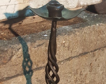 Hand Forged Candlestick, Traditional Gothic Basket Twist Style