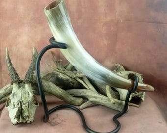 Custom Drinking Horn Stands, designed to your specifications, hand forged by traditional blacksmith