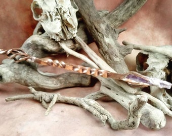 Copper and Amethyst Master Wand, Hand Forged by Blacksmith