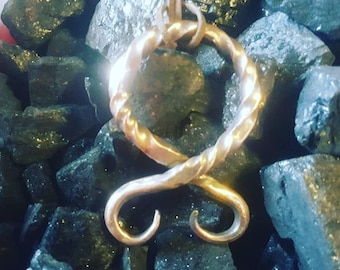 Troll Cross Viking Pendant Necklace, Hand forged in Copper by Traditional Blacksmith