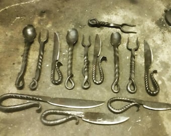 Medieval / Viking Cutlery. Hand forged in solid steel