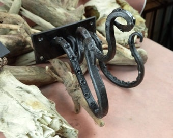 Kraken Tentacle Hooks, Hand forged in solid steel,  Key or Coat  hook sizes available