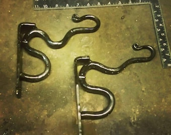 Hand Forged Kraken Tentacle Shelf Brackets, Paired