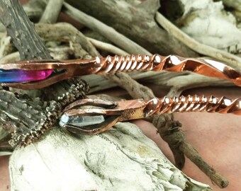 Copper and Quartz Sorceress Wands, Hand Forged in Yorkshire