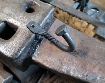 Industrial Upcycled Bolt Hook, hand forged solid steel
