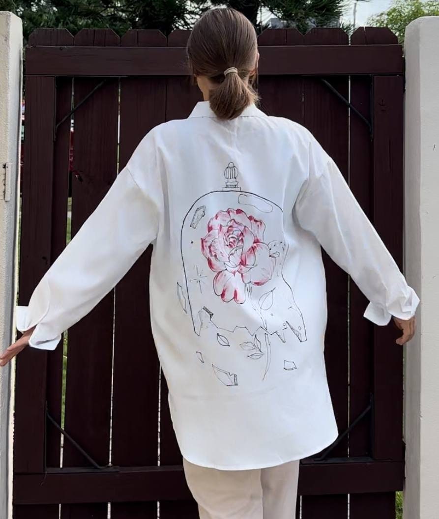 Rose And Rose MILANO White Flower Embroidered Shirt