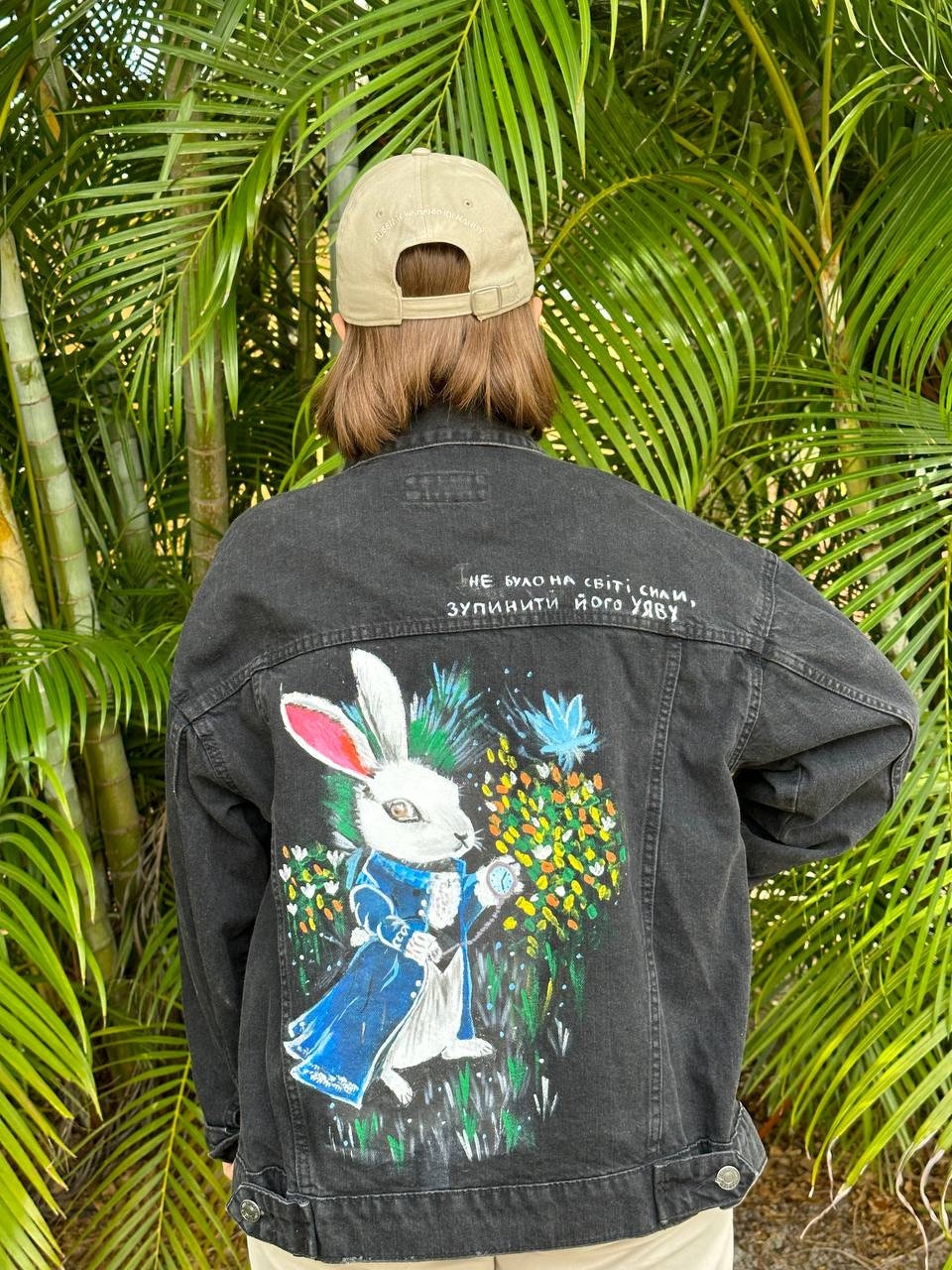 Alice Rabbit Jacket Hand-painted Denim Jacket -
