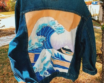 ヴィンテージ手描きジャケット - 「黒海と船」