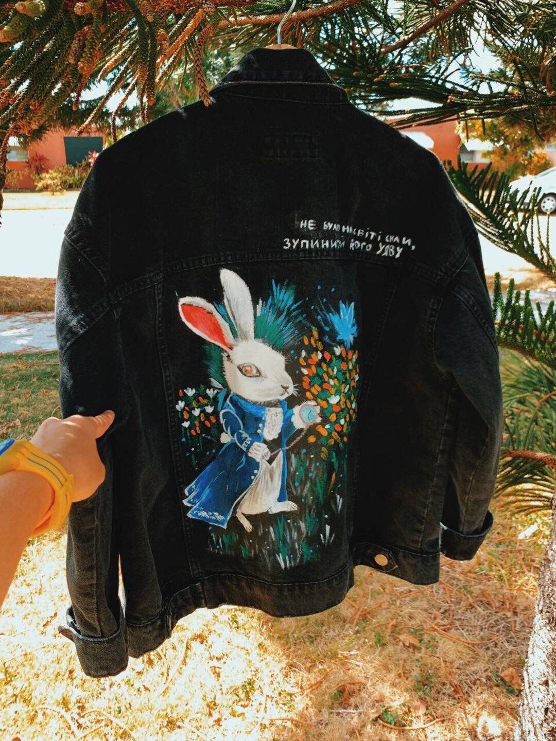 Alice Rabbit Jacket Hand-painted Denim Jacket -