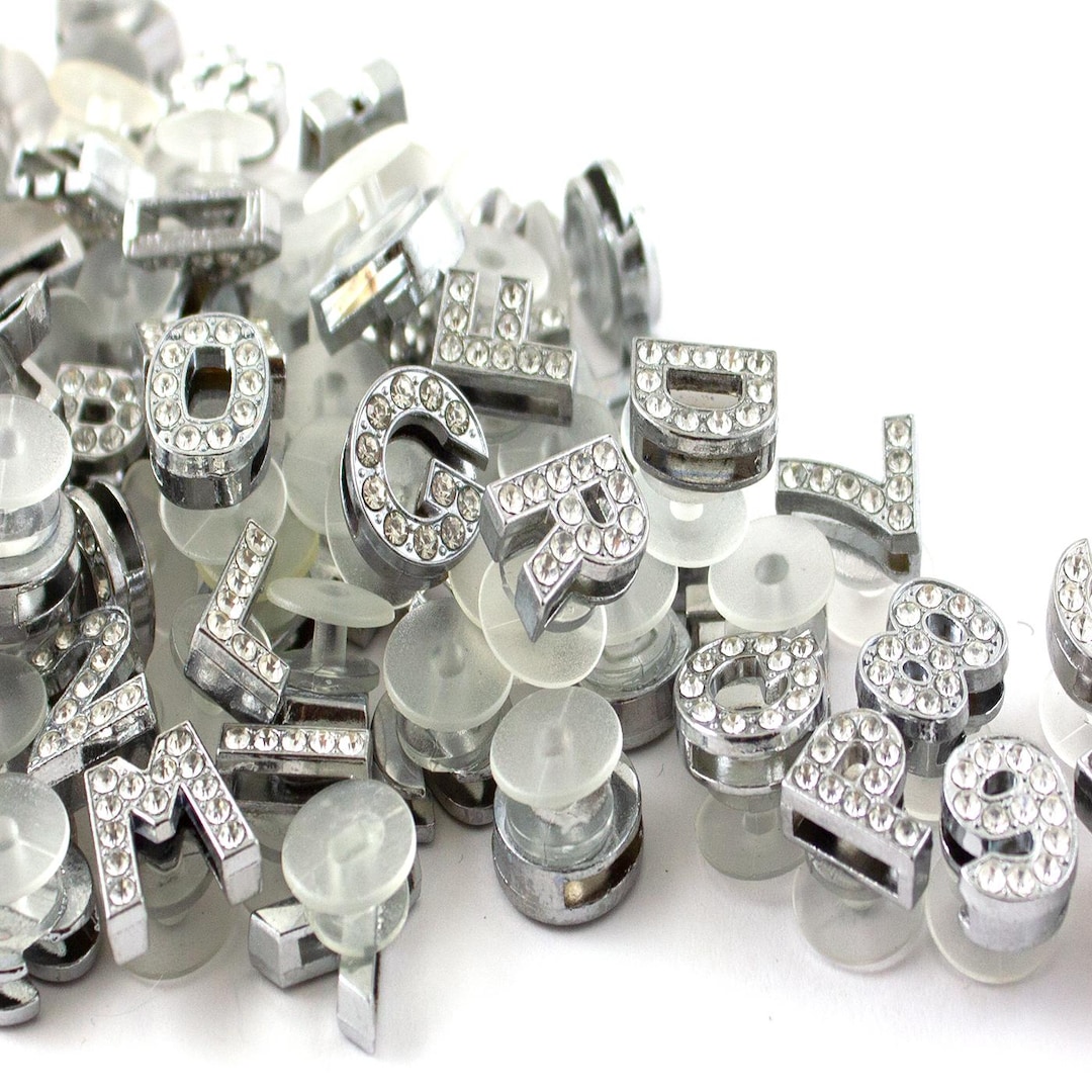 Rhinestone Letter & Numbers Bling Clog Charms - Designer Faux Diamond ...