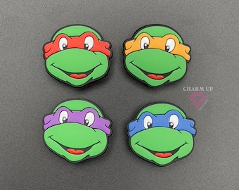 Turtle Clog Charms - Boys Girls Mens Shoe Charm - PVC Rubber with Rear Button Clip