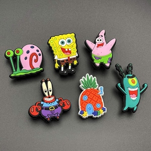 SpongeBob Cartoon Themed Croc Charms - for Foam Clogs, Shoes with Holes - PVC Rubber