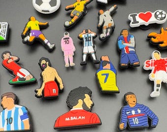 Football Clog Charms - for Foam Clogs - Boys Mens Shoe Charm - Soccer Player Club Team Ball Goal Pitch Celebration National League