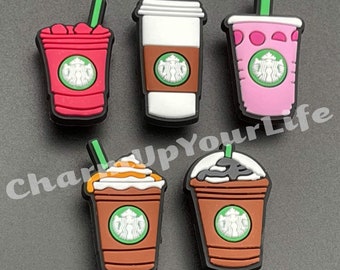 Coffee Croc Charms - Shoe Charm for Foam Clogs with Holes - PVC Rubber - Frappuccino,