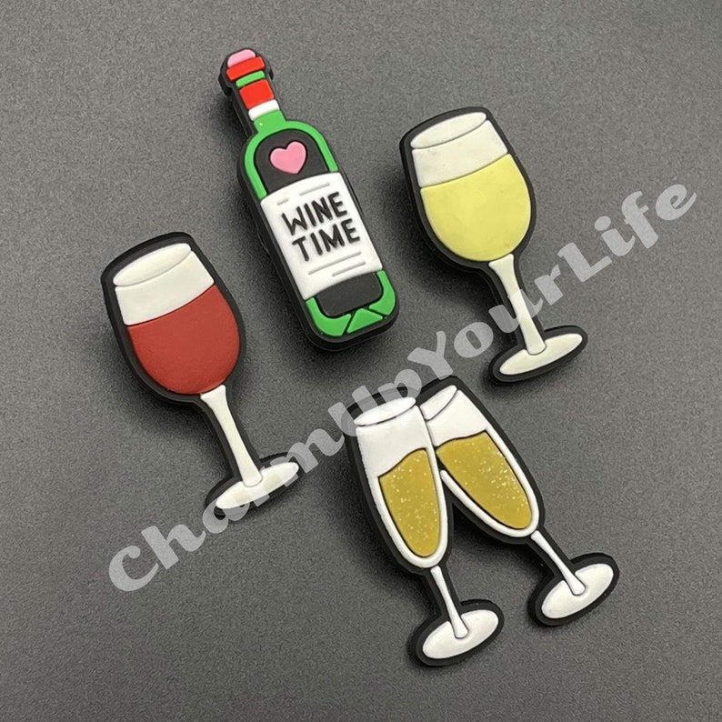 Wine & Beer Croc Charms for Clogs Womens Mens Shoe Charm PVC Rubber