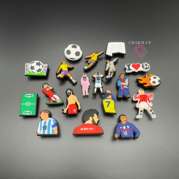 Football Croc Charms - for Foam Clogs Shoes Sandals with Holes - PVC Rubber - Soccer Player Club Team Legends