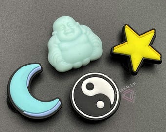 Ciondoli per zoccoli a tema Zen rilassante - per zoccoli in schiuma - set o singoli - Buddha Luna Stella Ying Yang