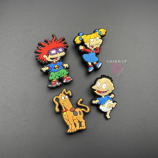 Cartoon Rugrat Kids Themed Croc Charms - for Foam Clogs Shoes  Sandals Shoes with Holes - PVC Rubber - Button Pin