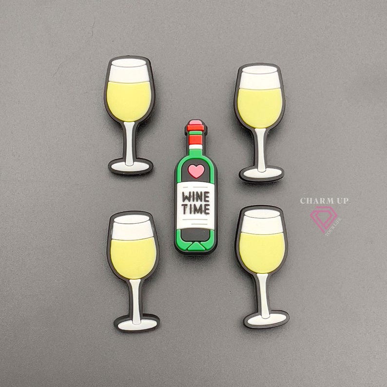 Wine & Beer Croc Charms for Clogs Womens Mens Shoe Charm PVC Rubber