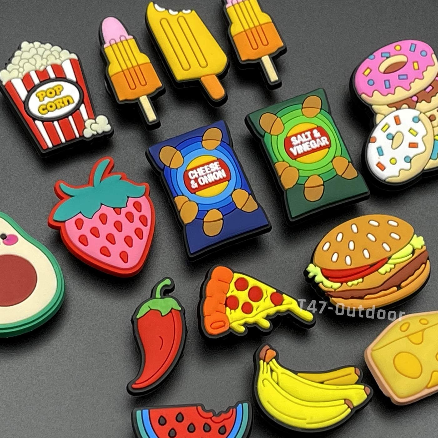 Crocs Charms, Set of 6, FOOD Theme Charms, Shoe Accessories 