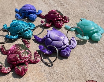 3D gedruckte Schildkröte Schlüsselanhänger Artflex Design