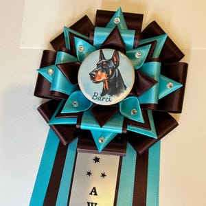 Personalized Rosette Award Ribbon: Custom Pet Show Prize (Style Barci)
