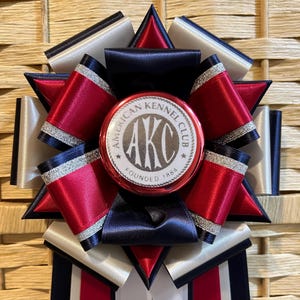 Custom Award Ribbon: 6.5&quot; Rosette, 17&quot; Streamer - AKC, NADD, CPE