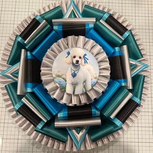 Personalized Ruffle Rosette Award Ribbon: 9.5&quot; Rosette, 29&quot; Streamers