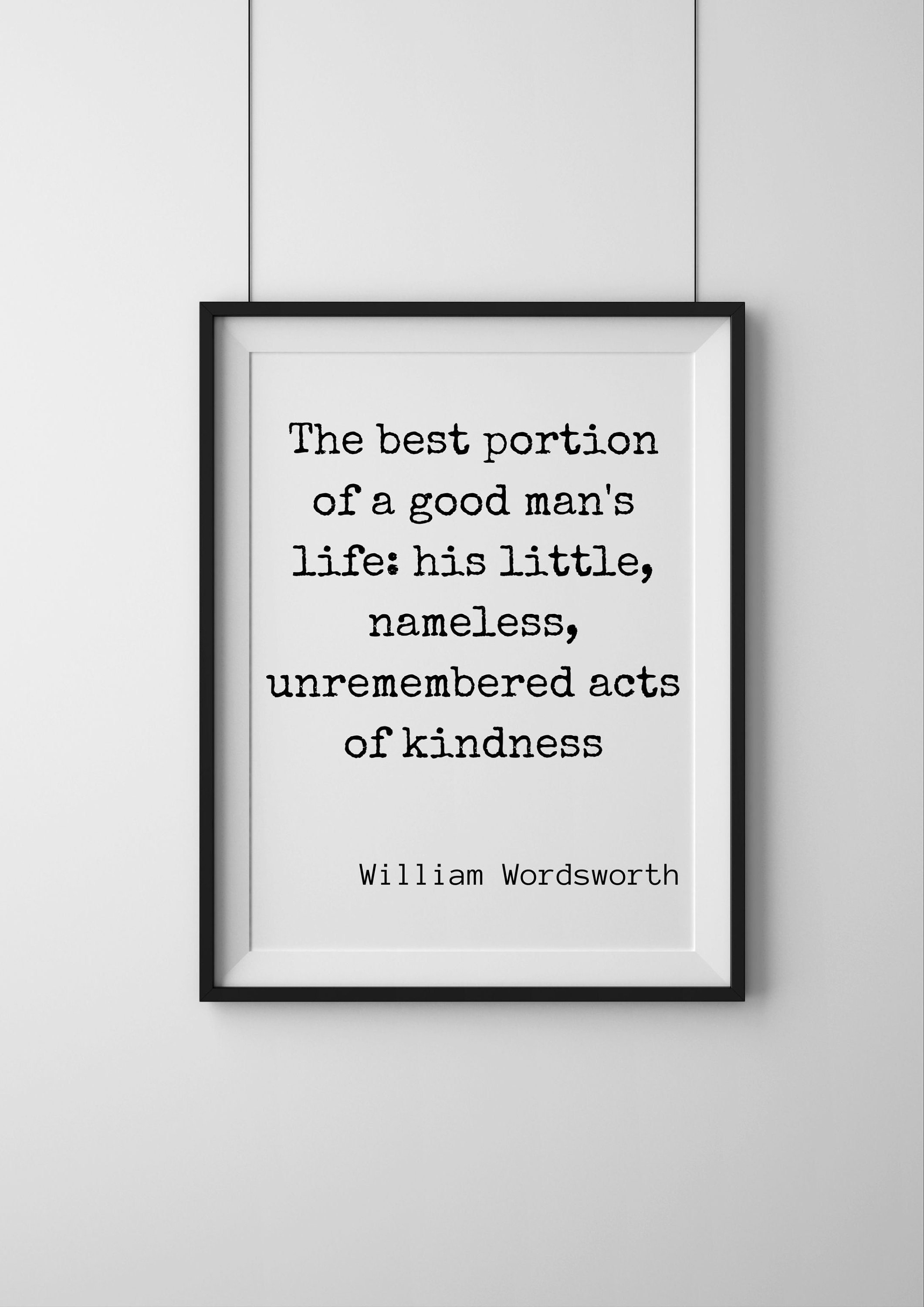 Printable Wall Art | Wordsworth Quote | the Best Portion | Literary ...