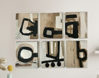 Abstract Wood Block Wall Sculpture: Original 3D Painted Art