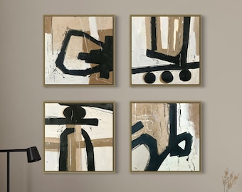 Escultura de pared abstracta moderna de gran tamaño con bloques de madera: pintura geométrica