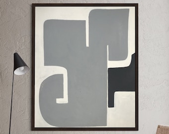 Gran pintura abstracta en gris y negro: arte mural moderno con textura