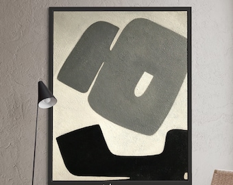 Pintura abstracta original sobre lienzo: arte mural moderno de mediados de siglo (24 x 20)