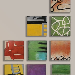 Abstract Painting Modern Wall Sculpture / Original Painted Wood Block Wall Art/ Commercial Art Installation / Dimensional Art