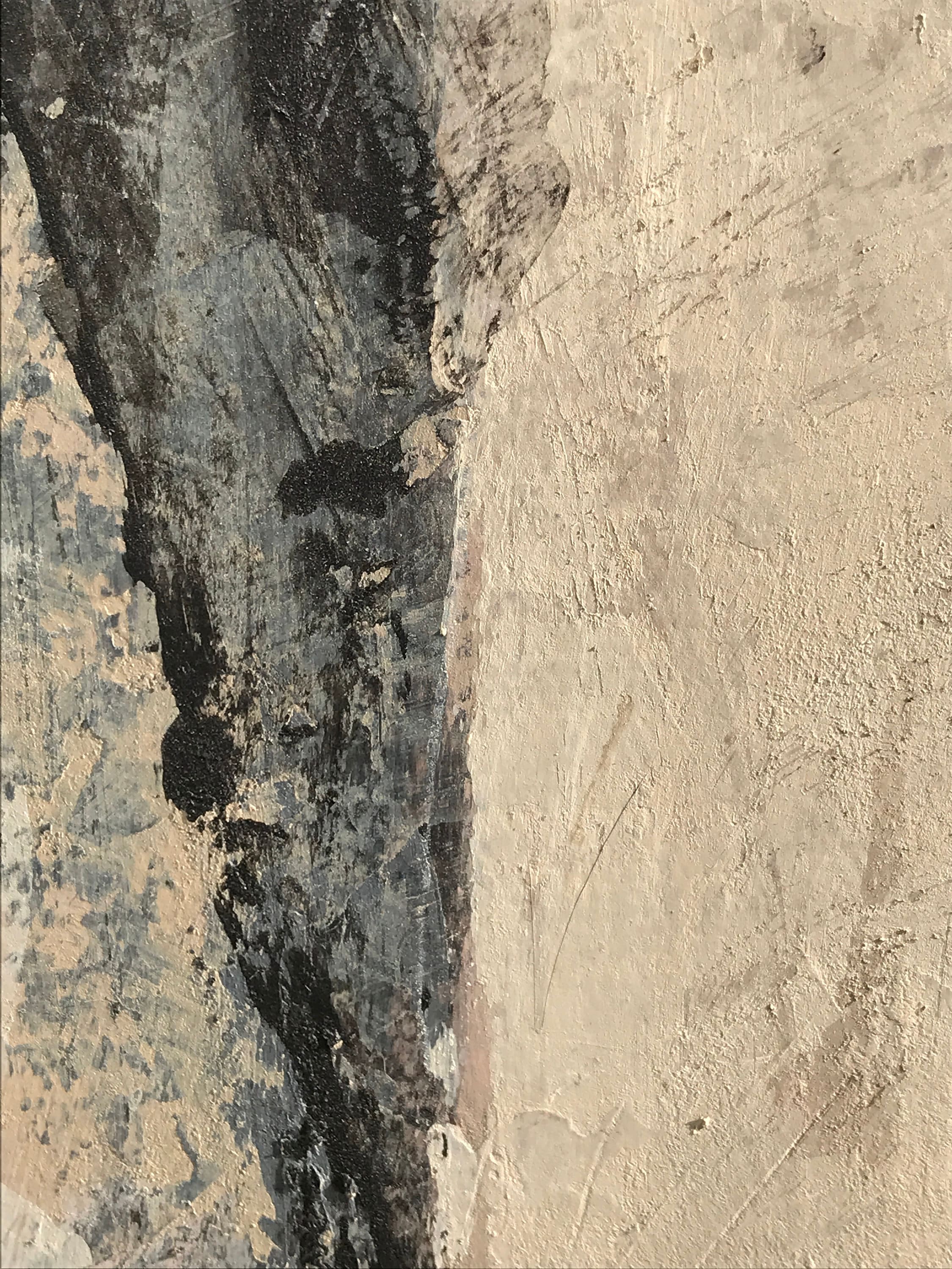 Large Beige Abstract Painting: Black Minimalist Texture Art - Etsy