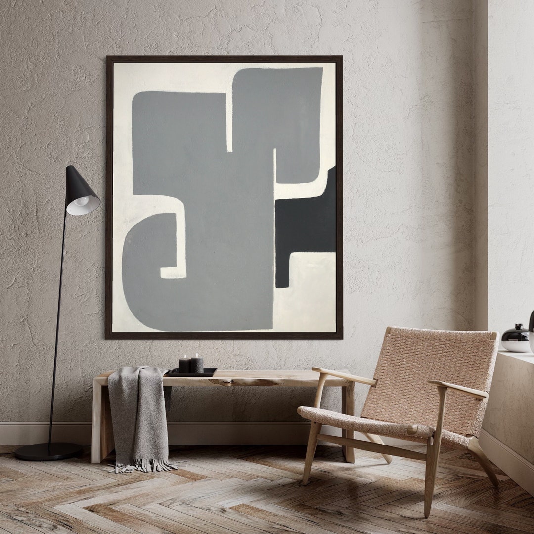 Large Original Gray Black White Abstract Paintings Textured Wall Art on
