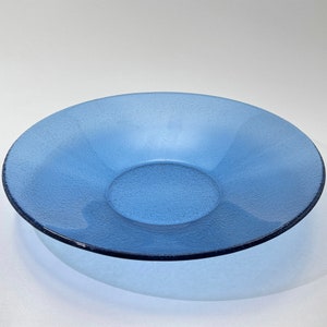 Fused Glass Plate, Handmade Fused Plate, Blue Frosted Glass Plate For Salad, Transparent Glass Plate, Pasta Plate, Minimalist Artistic Plate