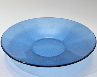 Fused Glass Plate, Handmade Fused Plate, Blue Frosted Glass Plate For Salad, Transparent Glass Plate, Pasta Plate, Minimalist Artistic Plate
