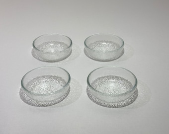 Vaisselle en verre fusionné, Petits bols à sauce faits main, Lot de 4 bols à sauce profonds en verre transparent, Bols à trempette, Verre transparent, Mini bols de service