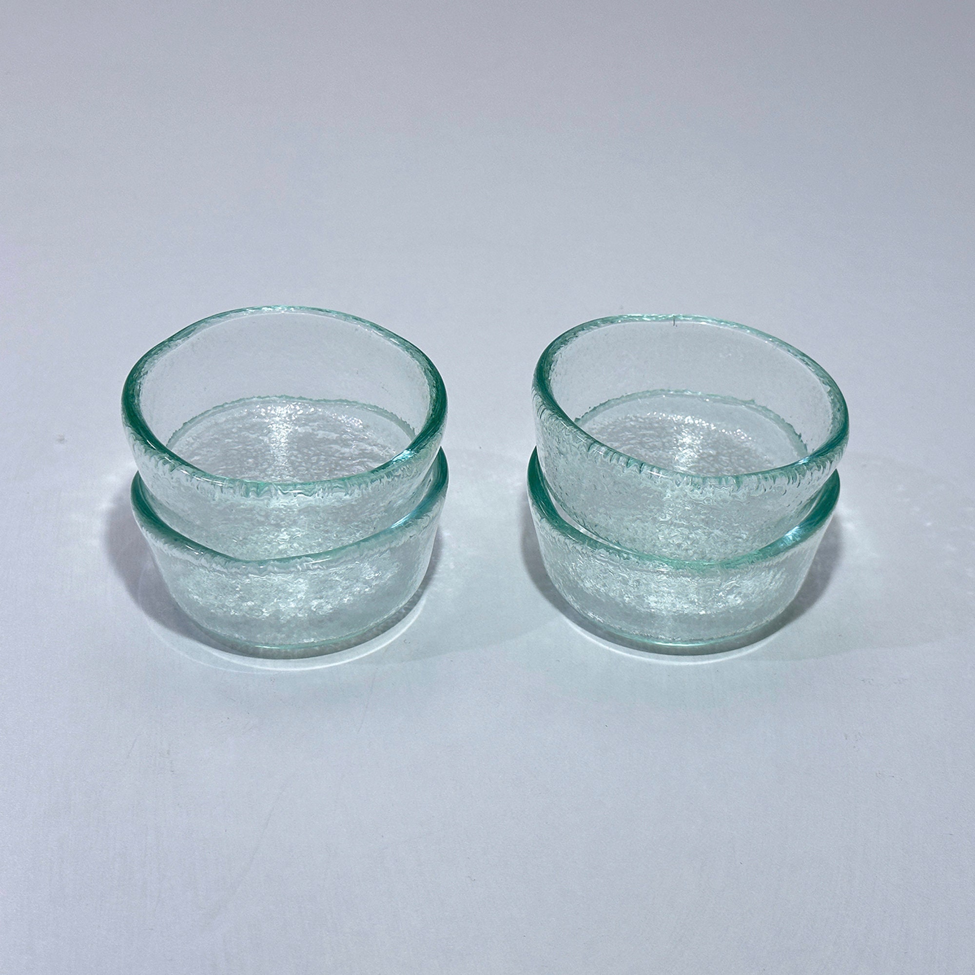 Fused Glass Tableware, Small Handmade Sauce Bowls, Set of 4 Clear Glass