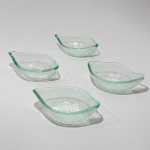 Fused Glass Set of 4 Clear  Bowls, Small Sauce Bowls, Transparent Glass Bowls For Sauce, Dipping Glass Bowls, Serving Bowls