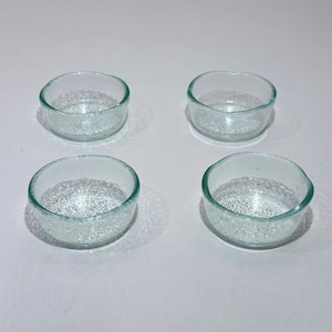 Fused Glass Tableware, Small Handmade Sauce Bowls,  Set of 4 Clear Glass Deep Sauce Bowls, Dipping Bowls, Clear Glass, Mini Serving Bowls